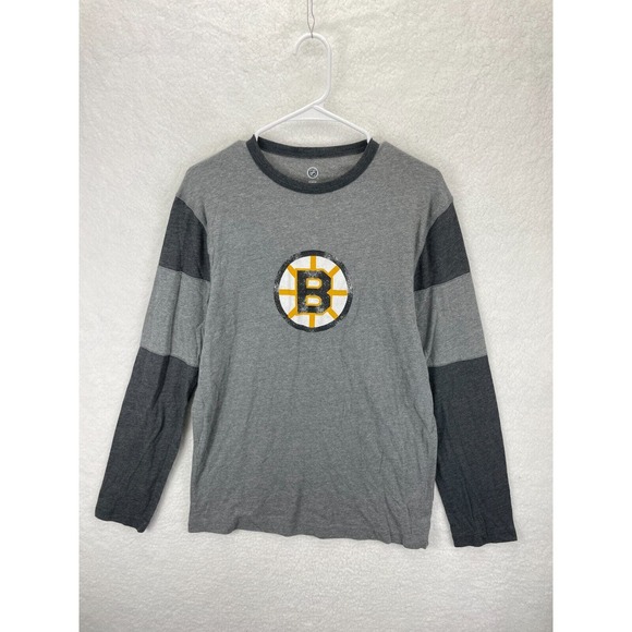 NHL Boston Bruins Men’s M Gray Long Sleeve T-Shirt Crew Neck Official Hockey Fan - Picture 2 of 8